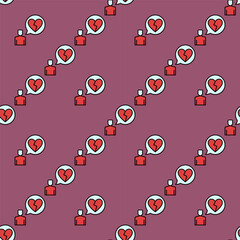 Poster - Boy and Broken Heart in Speech Bubble vector Heartache colored seamless pattern