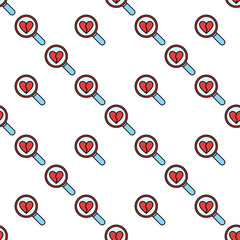 Poster - Broken Heart inside Magnifier vector Heartache modern seamless pattern