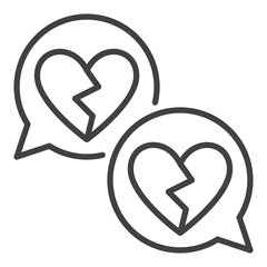 Poster - Broken Hearts in Speech Bubbles vector Romantic Struggle icon in thin line style