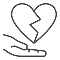 Poster - Broken Heart with Hand vector Emotional Struggle icon in line style