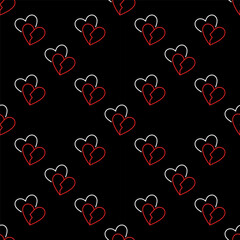 Aufkleber - Broken Hearts vector Love Sorrow seamless pattern