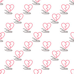 Aufkleber - Broken Heart with Hand vector Emotional Struggle seamless pattern