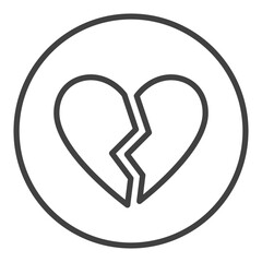 Poster - Circle with Broken Heart vector Romantic Disappointment outline icon