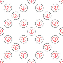Aufkleber - Circle with Broken Heart vector Romantic Disappointment line seamless pattern