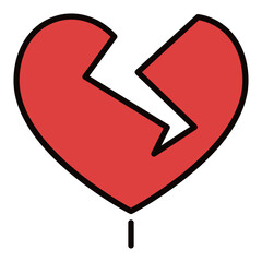 Poster - Heartbreak vector Love Lost Red icon or Sadness colored symbol