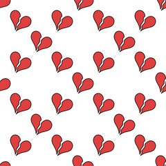 Poster - Red Broken Heart vector Loss colored design seamless pattern