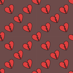 Poster - Red Heartbreak vector colored modern seamless pattern