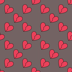 Poster - Red Broken Heart vector Relationship End modern seamless pattern