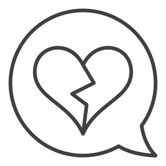 Poster - Speech Bubble with Heartbreak vector Lost Love icon in outline style