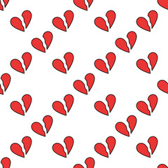 Poster - Red Heartbreak vector colored modern seamless pattern