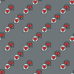 Poster - Speech Bubbles with Broken Hearts vector colored seamless pattern