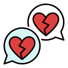 Poster - Speech Bubbles with Broken Hearts vector Romantic Struggle colored icon