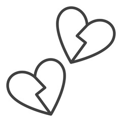 Poster - Two Broken Hearts vector Divorce icon or symbol in line style