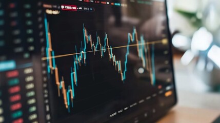 Poster - stock market chart analysis on digital display with color graphs