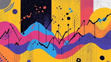 Poster - colorful abstract design with graph and geometric shapes