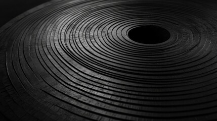 Poster - abstract circular patterns on a dark surface with depth and texture
