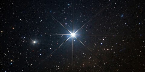 a close-up shot of the polaris star in the ursa major constellation shining brightly in the darkness