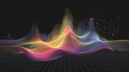 Poster - colorful abstract waveform visualization in dark background
