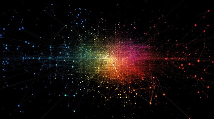 Aufkleber - Colorful Abstract Data Visualization with Bright Points and Lines