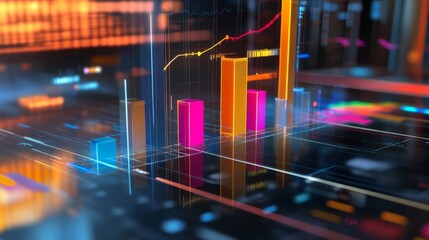 Poster - colorful data visualization with dynamic graphs and charts