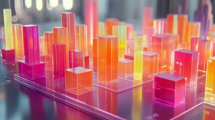 Poster - colorful 3d data visualization with vibrant cubes and graphs