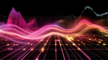 Aufkleber - Abstract Colorful Wave Form Visualization on Dark Background