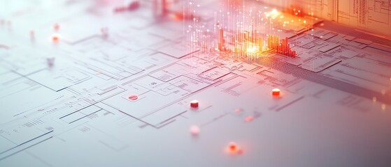 Poster - Sophisticated 3D digital interface featuring realtime charts, graphs, and complex code, sleek white backdrop for clarity