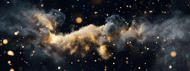 Wall Mural - A black and gold background with a lot of sparkles