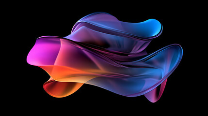 Poster - An abstract composition featuring flowing waves of vibrant colors in pink, purple, and blue against a black background, creating a dynamic visual for graphic resources.