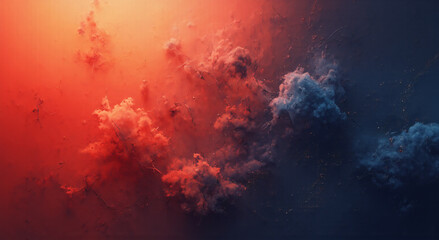 Poster - An abstract image featuring swirling clouds in shades of red and blue, creating a dynamic and atmospheric visual suitable for various applications in graphic design.