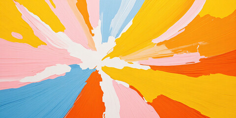 Poster - A vibrant abstract painting featuring bold strokes of pink, orange, blue, and yellow, creating a dynamic and energetic visual effect for art.