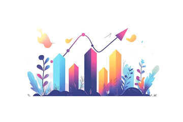Poster - A colorful graphic depicting rising bar charts and an upward trend, symbolizing growth.