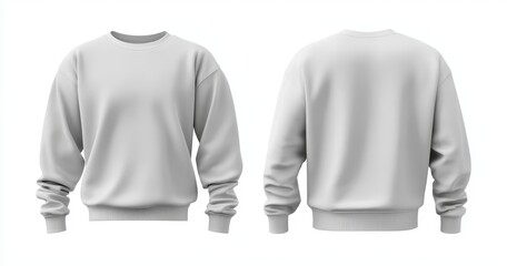 Wall Mural - White long-sleeved crew neck sweatshirt mockup isolated on white background.