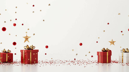 Wall Mural - happy birthday greeting vector design. red and gold birthday gift boxes surprise elements with greet