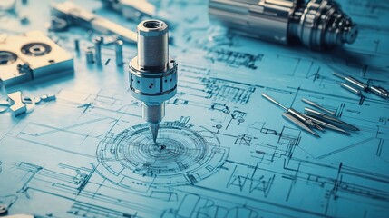 Poster - Mechanical Engineering Drawings and Tools on Blueprints