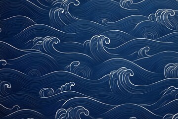 Poster - Dark blue wave-pattern on a darker blue background.