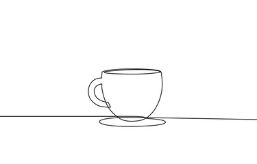 Coffee cup continuous line sketch tea icon cafe sketch drink single art outline mug logo food. Doodle cup line abstract background, Continuous one line drawing of a cup of coffee with steam Modern