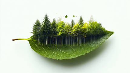 Wall Mural - green leaf with the tree on natural bokeh background. save the earth concept