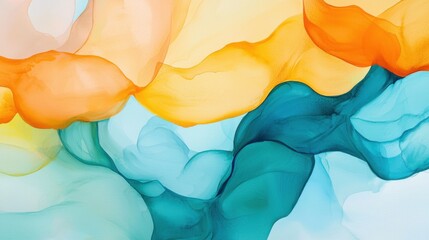 Poster - Flowing watercolor abstract art creative studio artwork vibrant colors aerial view fluidity and harmony concept