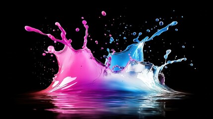 Poster - Dynamic watercolor splash event studio setting abstract art vibrant environment close-up viewpoint color theory concept for seo impact