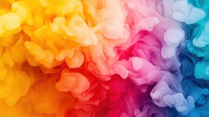 Aufkleber - Vibrant watercolor swirls abstract art colorful spectrum digital environment close-up view fluidity of water and creativity