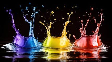 Aufkleber - Dynamic watercolor splash actions vibrant liquid colors abstract art scene dark background environment captivating viewpoint exploring water's beauty
