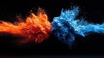 Aufkleber - Dynamic watercolor splashing colors art studio digital artwork creative environment close-up water and color interaction