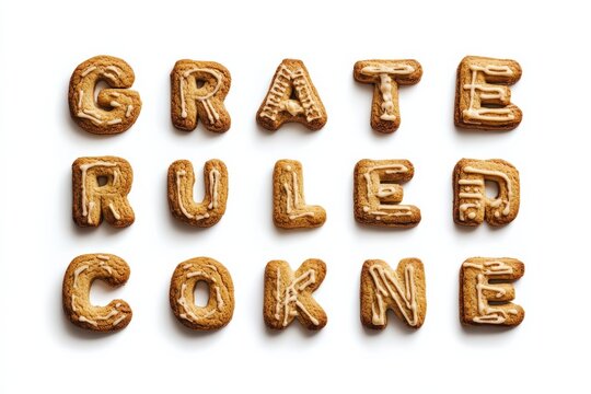 Cookie Alphabet. Collection of Baked Capital Letters on White Background