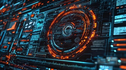 Poster - Futuristic Digital Interface with Neon Effects