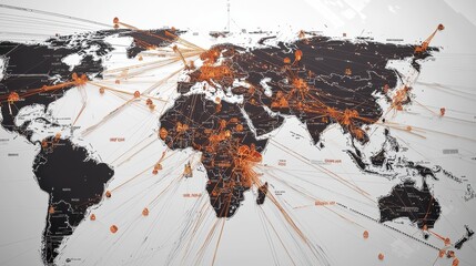 Poster - Global Network Connections and Data Visualization Map