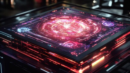 Poster - Futuristic Digital Interface with Glowing Elements