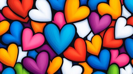 Poster - Colorful image of many hearts in various colors. Concept of love and warmth