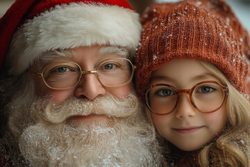 Wall Mural - Santa Claus reading a Christmas story to children in a cozy indoor setting, with warm lighting and festive decorations, creating a warm and engaging atmosphere.