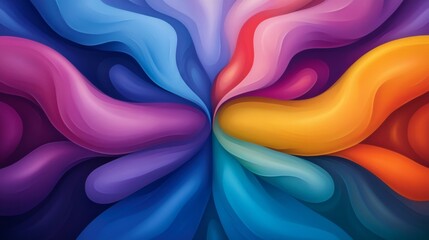 Poster - A colorful swirl of paint with a blue and yellow center. The colors are vibrant and the brushstrokes are bold. The painting seems to be abstract and full of energy
